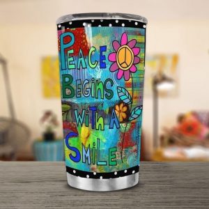 Hippie Peace Flower Art All Over Print  Tumbler