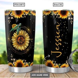 Hippie Mother Turtle Sunflower Personalized All Over Print  Tumbler