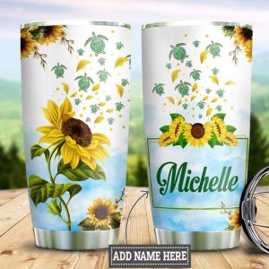 Sunflower Hippie Gnome Flying Turtle All Over Print  Tumbler