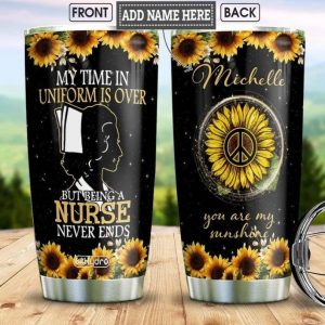 Sunflower Retired Nurse Hippie Personalized All Over Print  Tumbler